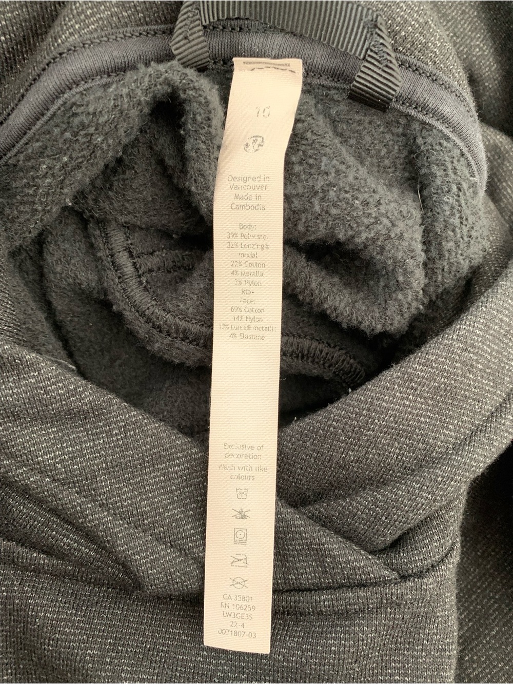LULULEMON Loungeful Cropped Hoodie *spark Black/Gray size 10 - Picture 8 of 11